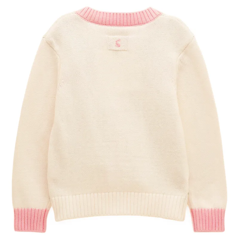 Joules Pippa Junior Girls Knitted Cardigan - Cream/Horse-1