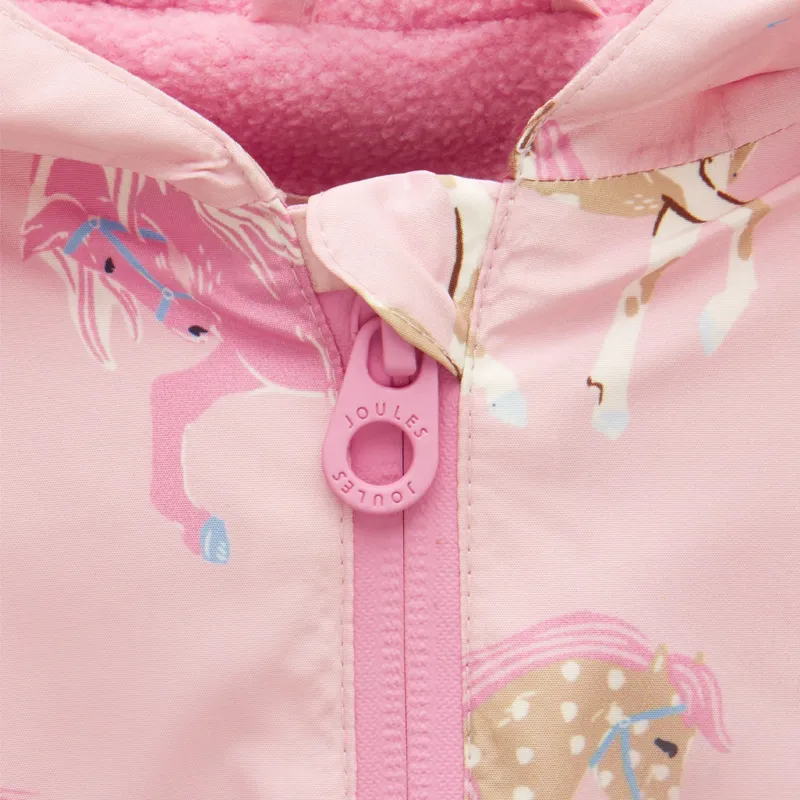 Joules Raindrop Junior Girls Rain Suit - Pink/Horse-2