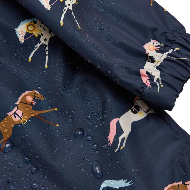 Joules Rainford Junior Waterproof Jacket - Navy/Horse-4