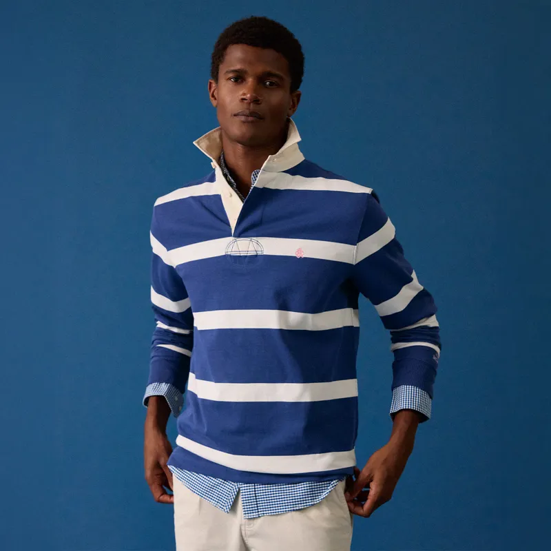 Joules Rugby Club Mens Long Sleeve Shirt - Blue/White-3