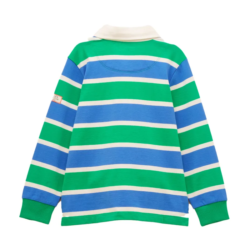 Joules Junior Boys Rugby Shirt - Green/Blue Stripe-2
