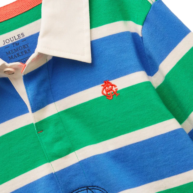 Joules Junior Boys Rugby Shirt - Green/Blue Stripe-4