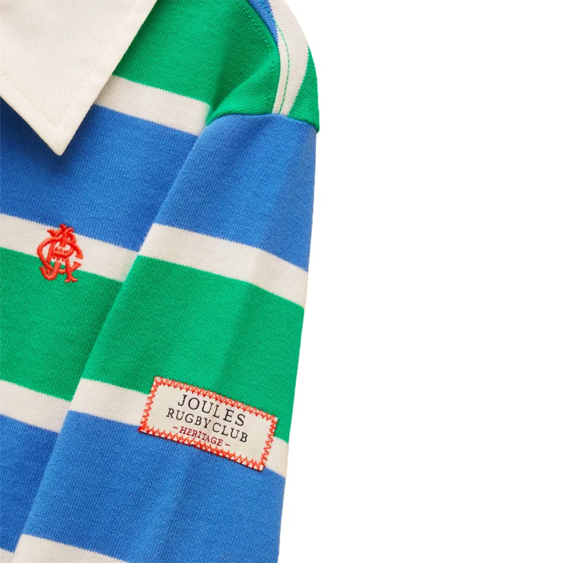 Joules Junior Boys Rugby Shirt - Green/Blue Stripe-5