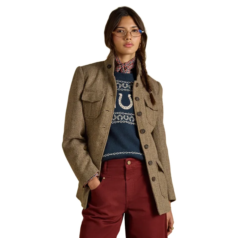 Joules Saddlebury Womens Jacket - Brown/Herringbone-3