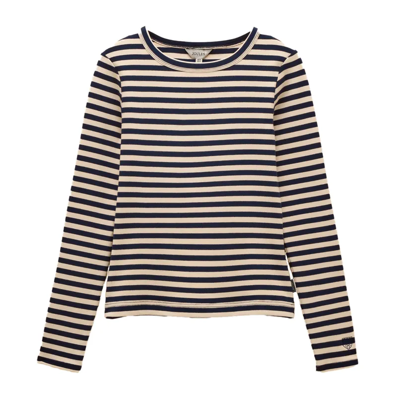 Joules Sophie Womens Ribbed Long Sleeve T-Shirt - Navy/Oatmeal Stripe-1