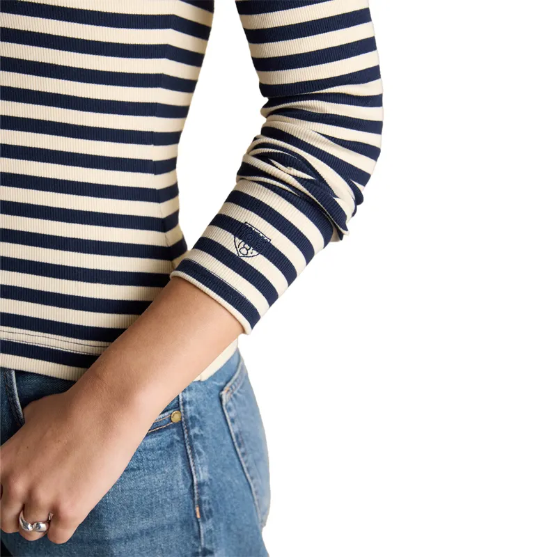 Joules Sophie Womens Ribbed Long Sleeve T-Shirt - Navy/Oatmeal Stripe-4