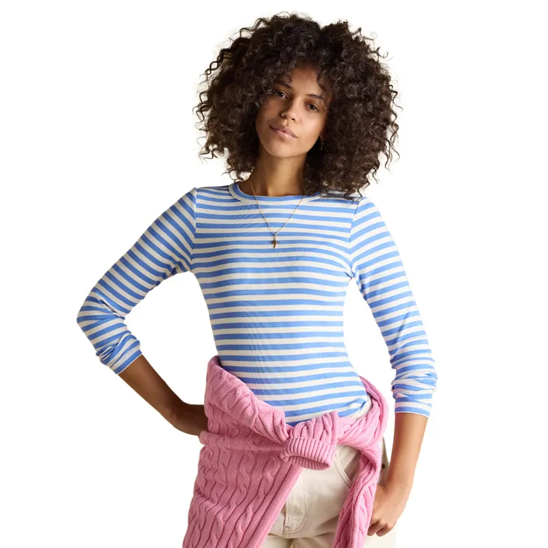 Joules Sophie Womens Ribbed Long Sleeve T-Shirt - Blue Stripe-4