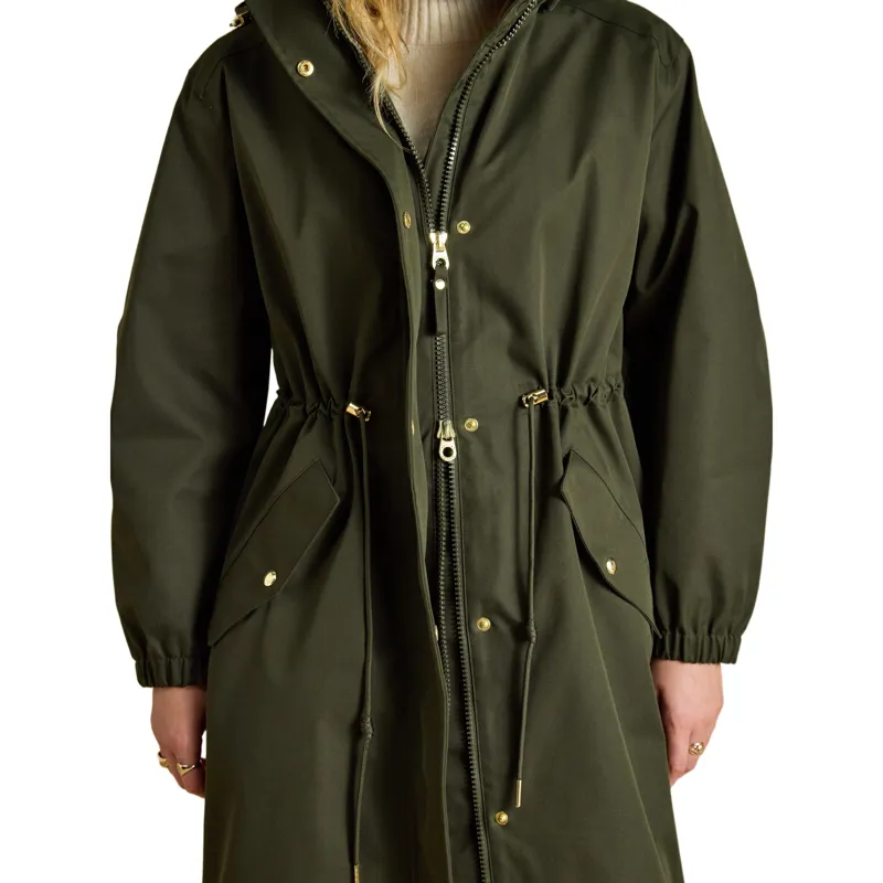 Joules Stormwell Womens Waterproof Longline Raincoat - Green-3