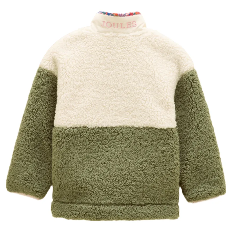 Joules Tilly Junior Girls Zip Through Borg Fleece - Khaki-1