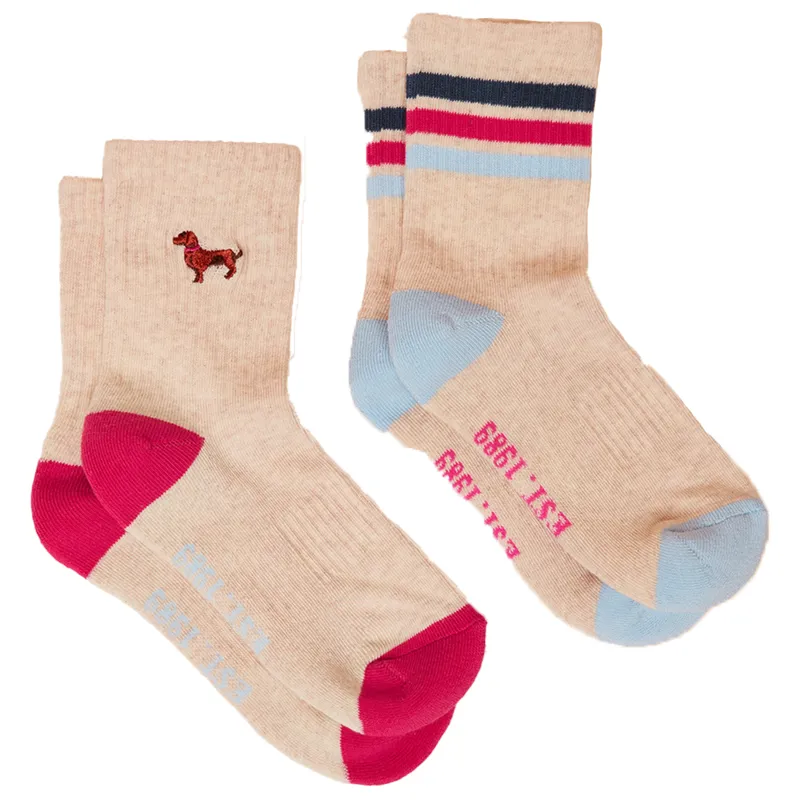 Joules Volley Junior Cotton Socks - Cream/Blue