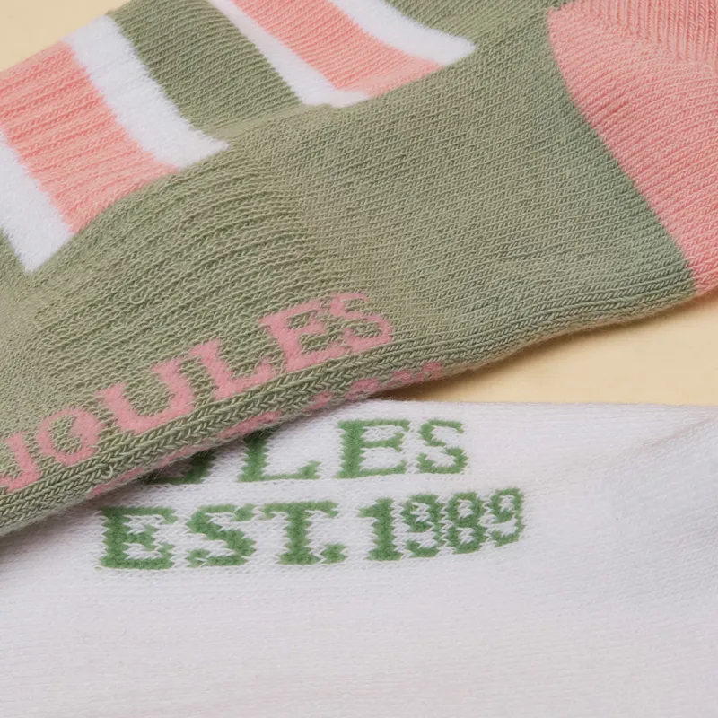 Joules Volley Womens Tennis Socks 2 Pack - Green/Pink-1