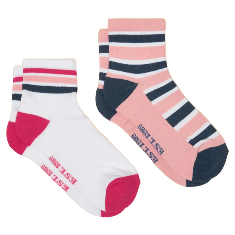 Joules Volley Womens Tennis Socks 2 Pack - Pink/Blue