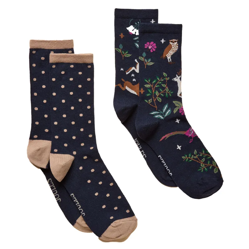 Joules Womens Everyday Socks 2 Pack - Multi/Navy