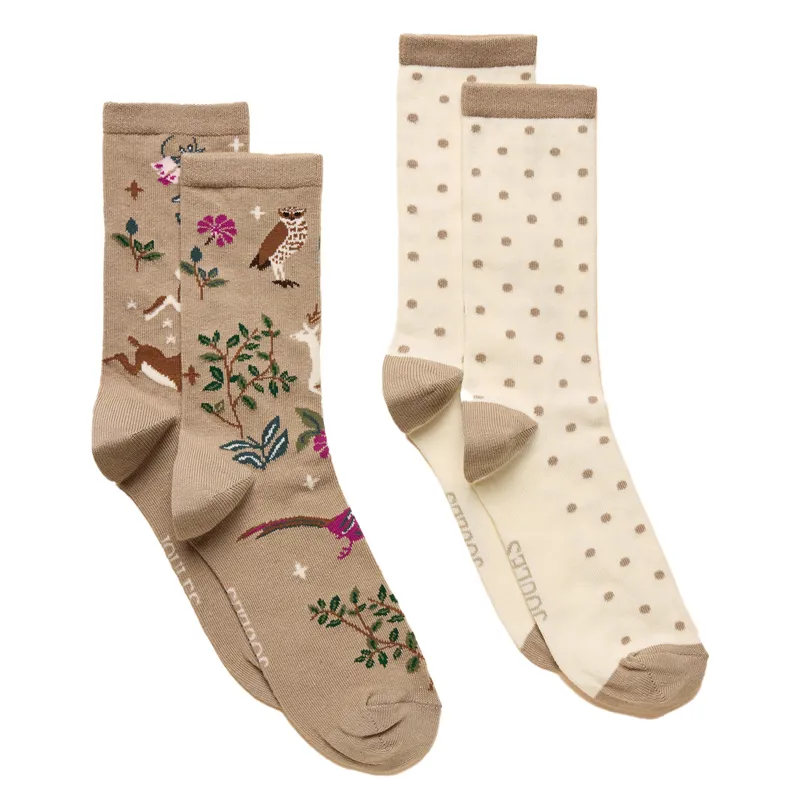 Joules Womens Everyday Socks 2 Pack - Multi/Neutral