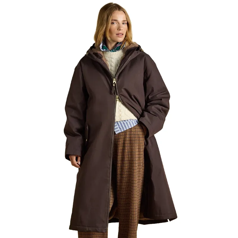 Joules Coverall Oversized Womens Waterproof Coat - Chocolate Brown-1