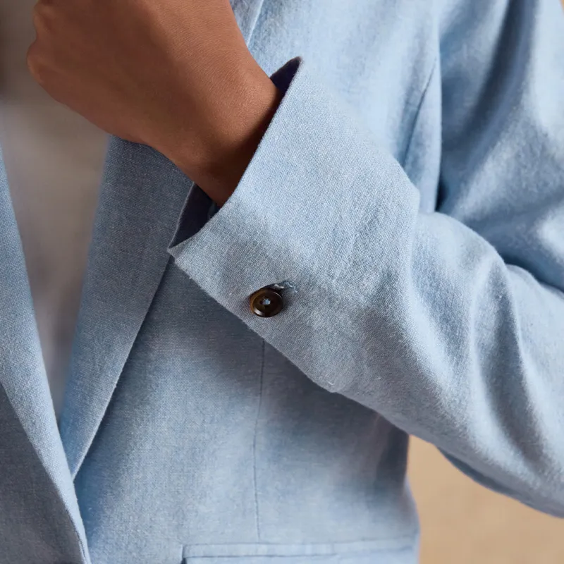 Joules Linen Blend Womens Blazer - Light Blue-7