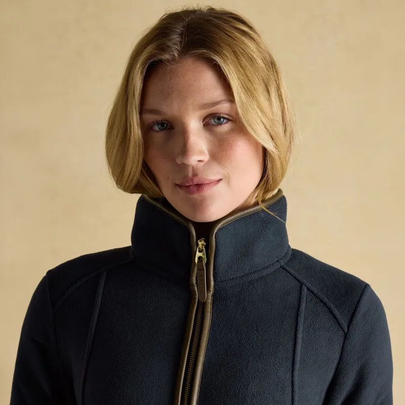 Joules Heritage Womens Longline Zip Up Polar Fleece Jacket - Navy-8