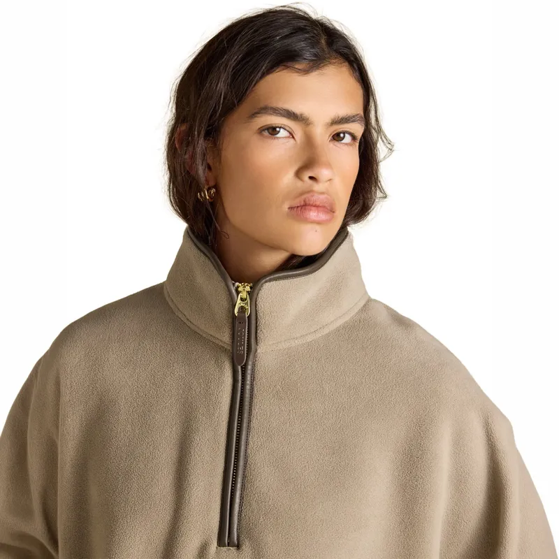 Joules Heritage Fleece Womens Short Cape - Mink Brown-3