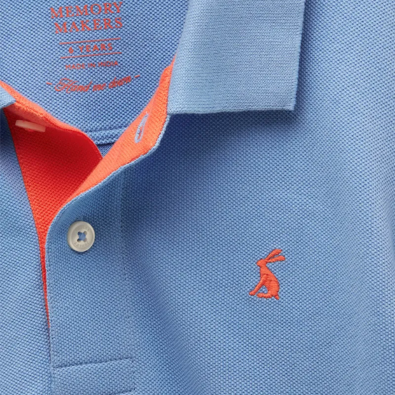 Joules Woody Junior Boys Polo Shirt - Blue/White-2