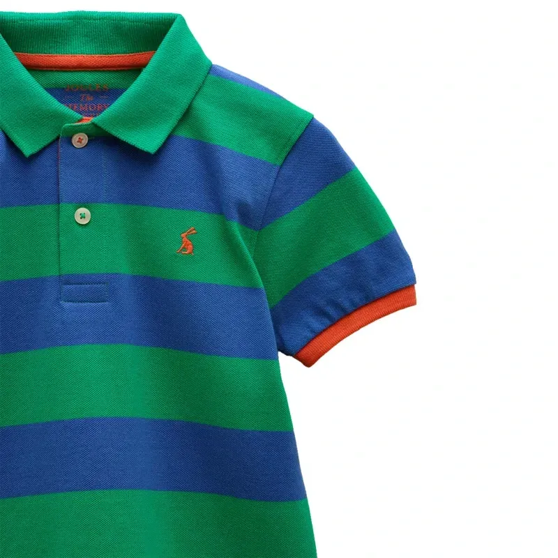 Joules Woody Junior Boys Polo Shirt - Green/Blue/Stripe-2