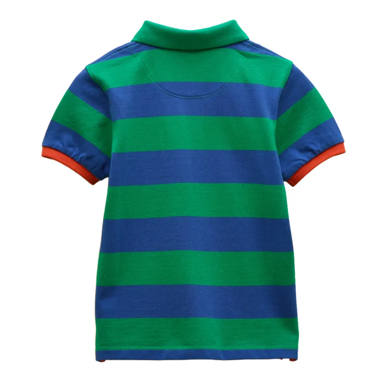 Joules Woody Junior Boys Polo Shirt - Green/Blue/Stripe-1