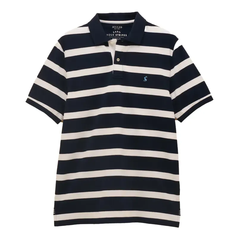 Joules Woody Stripe Mens Cotton Pique Polo Shirt - Navy/White-1