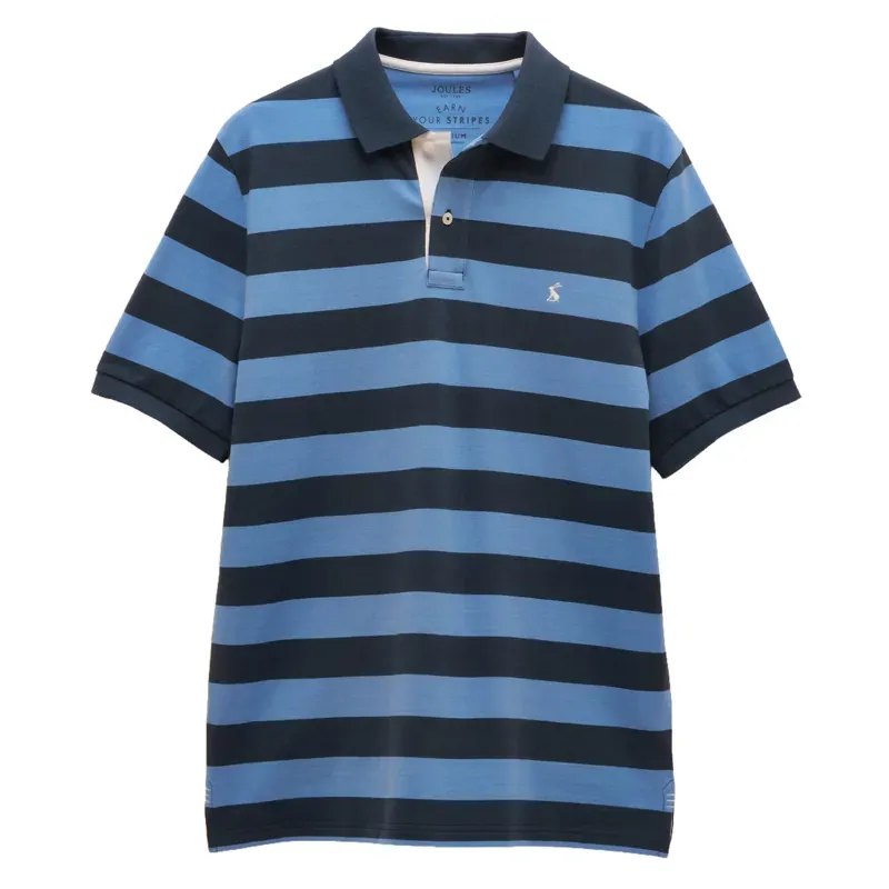 Joules Woody Stripe Mens Cotton Pique Polo Shirt - Blue/Navy-2