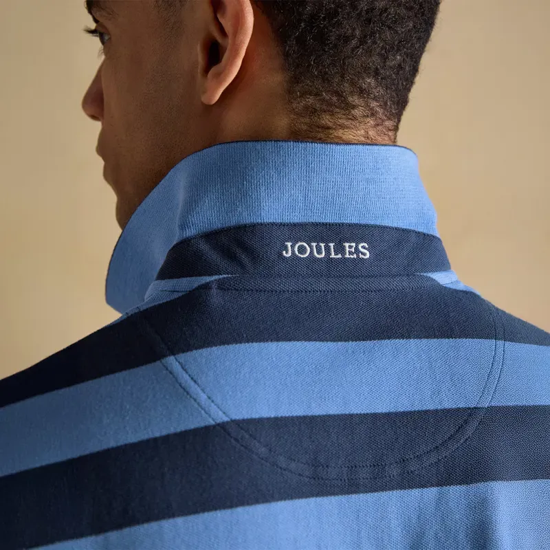 Joules Woody Stripe Mens Cotton Pique Polo Shirt - Blue/Navy-6