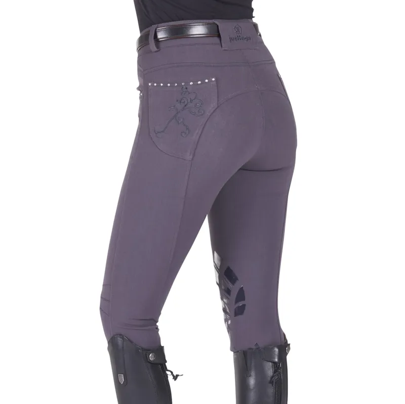 Just Togs Glitz Knee Grip Ladies Breeches - Grey - UK16