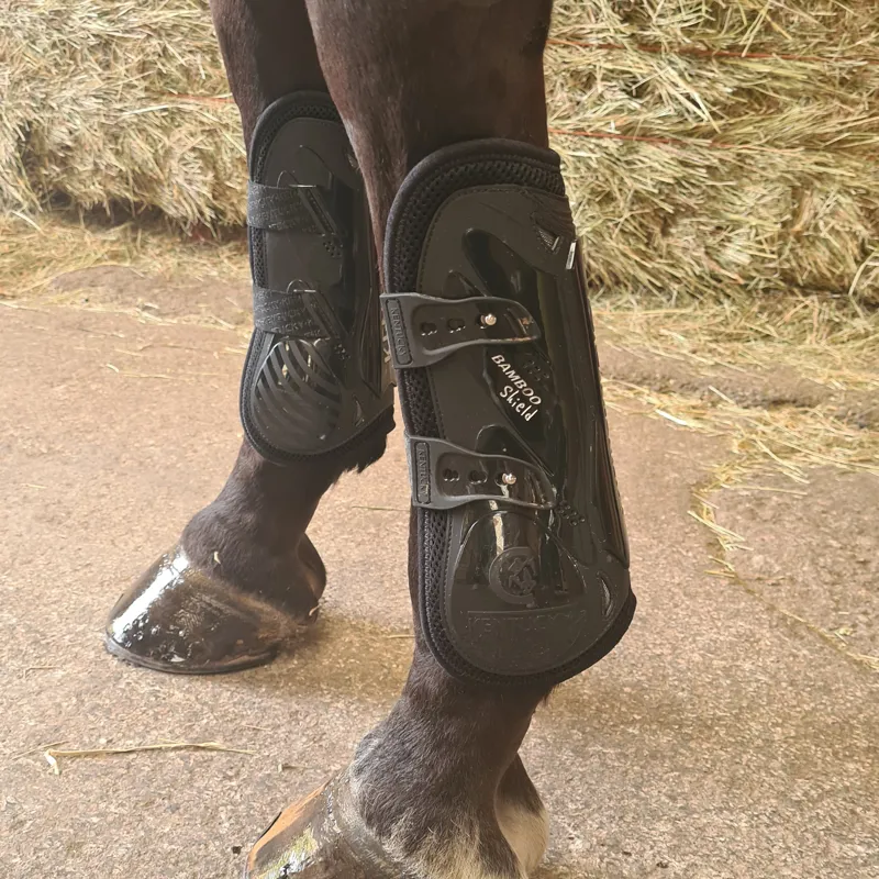 Kentucky Bamboo Shield Tendon Boots with Elastic Straps - Black-7