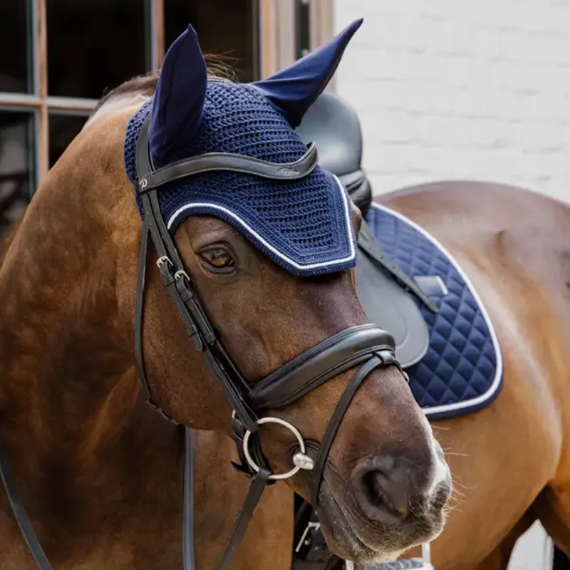 Kentucky Wellington Diamond Rope Soundless Ear Fly Veil - Navy-3