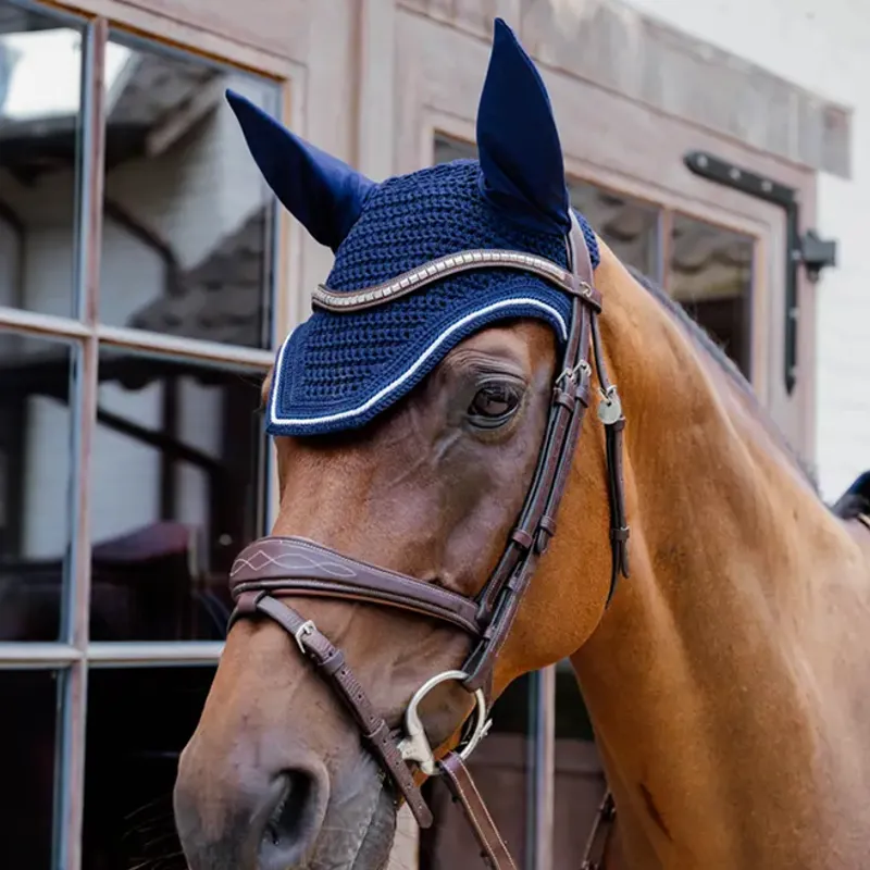 Kentucky Wellington Diamond Rope Soundless Ear Fly Veil - Navy-1