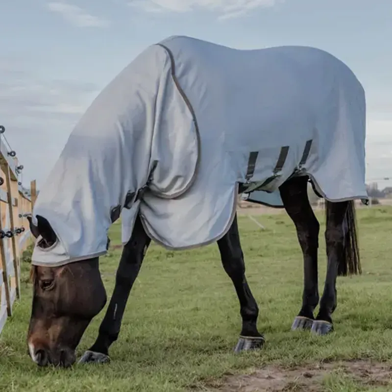 Kentucky Eczema Fixed Neck Fly Rug - Grey-1