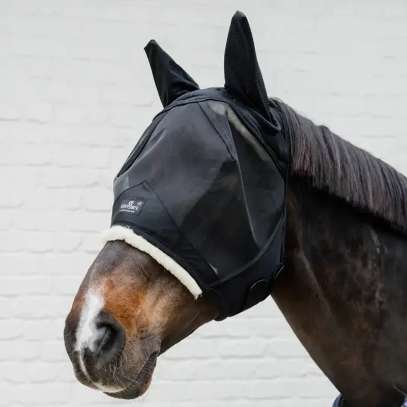 Kentucky Skin Friendly Fly Mask with Ears - Black