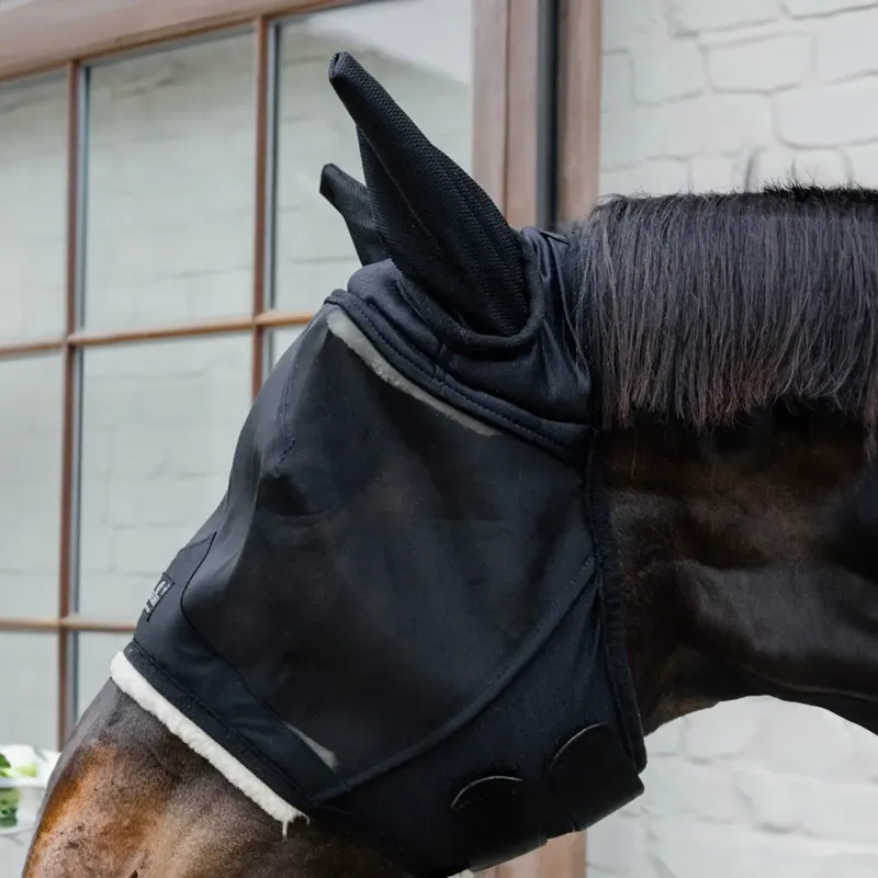 Kentucky Skin Friendly Fly Mask with Ears - Black-1
