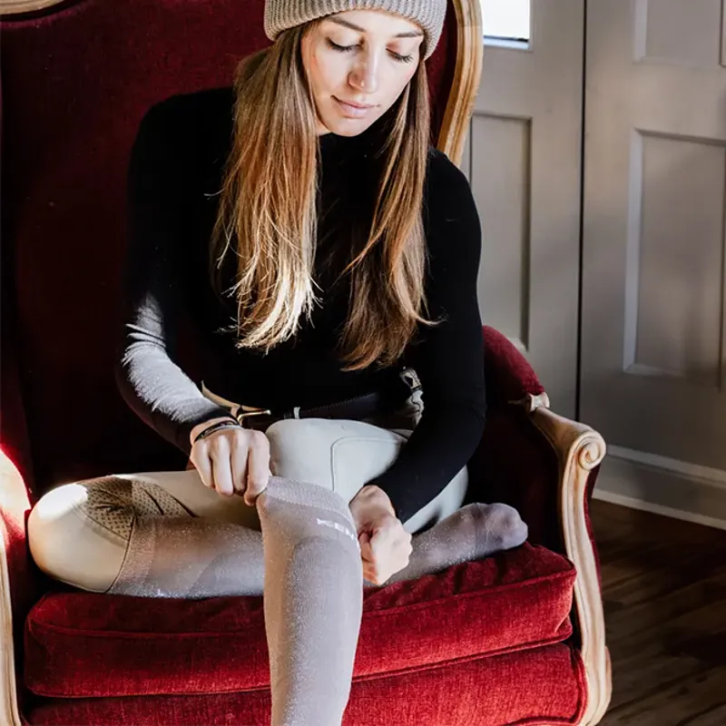 Kentucky Glitter Ladies Tall Riding Socks - Beige-1