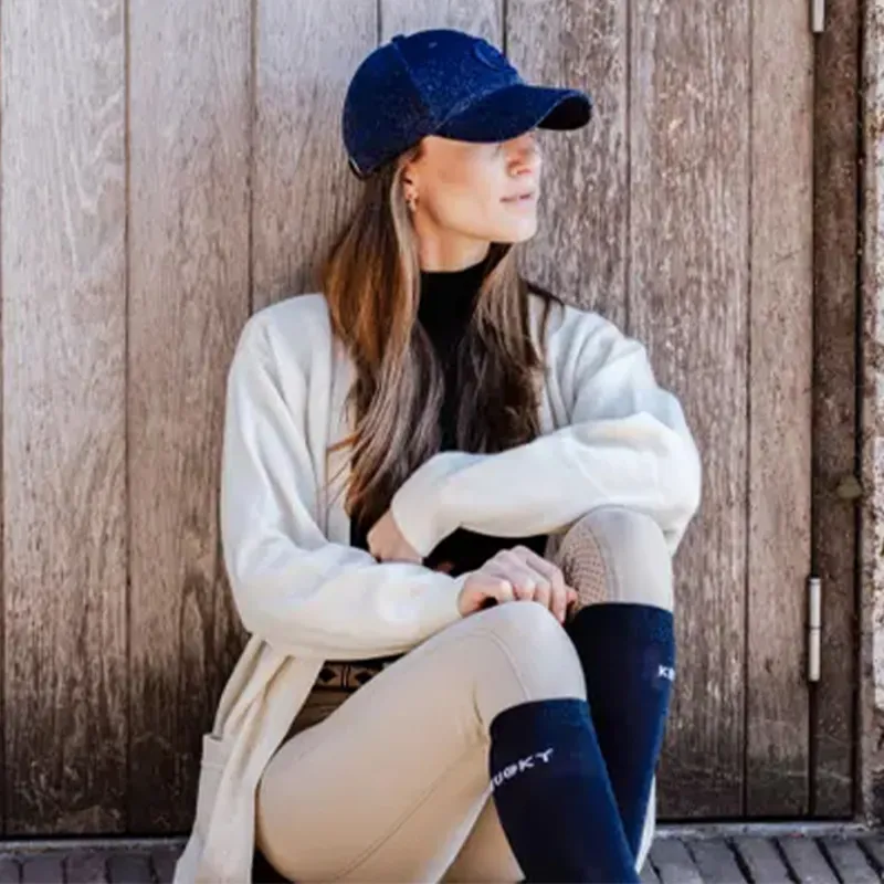 Kentucky Glitter Ladies Tall Riding Socks - Navy-2