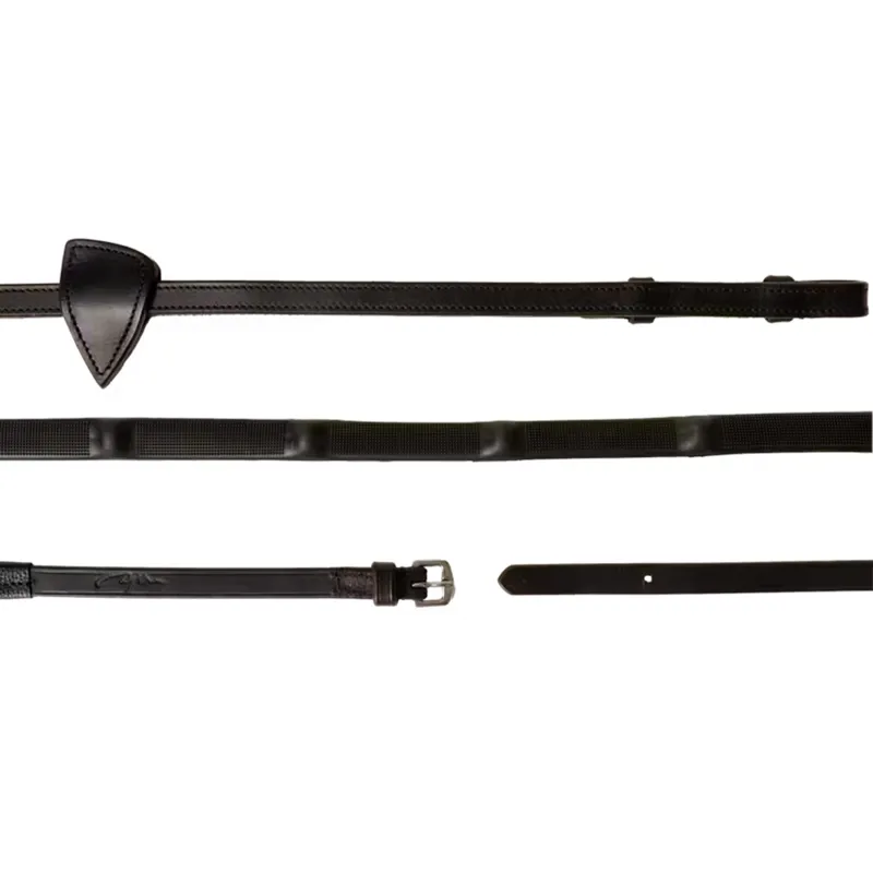Dy'On Working 1/2 Rubber Reins with 7 Integrated Stops - Black-1