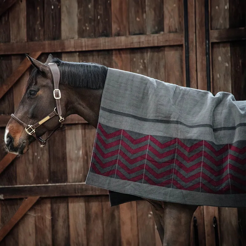 Kentucky Square Heavy Fleece Fishbone Rug - Bordeaux-2