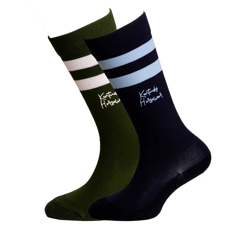 Kentucky Junior Stripes Socks 2 Pack -  Navy/Dark Green