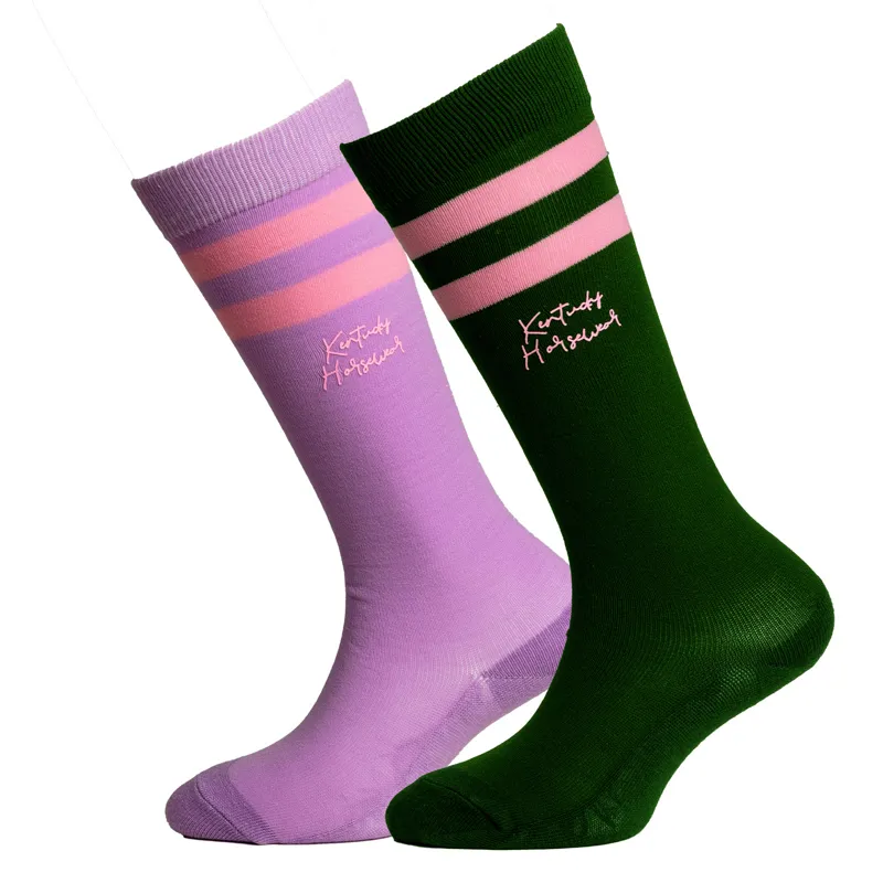 Kentucky Junior Stripes Socks 2 Pack - Purple/Dark Green