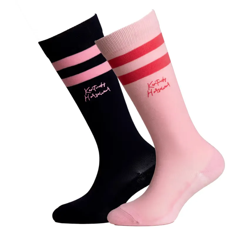 Kentucky Junior Stripes Socks 2 Pack - Navy/Light Rose