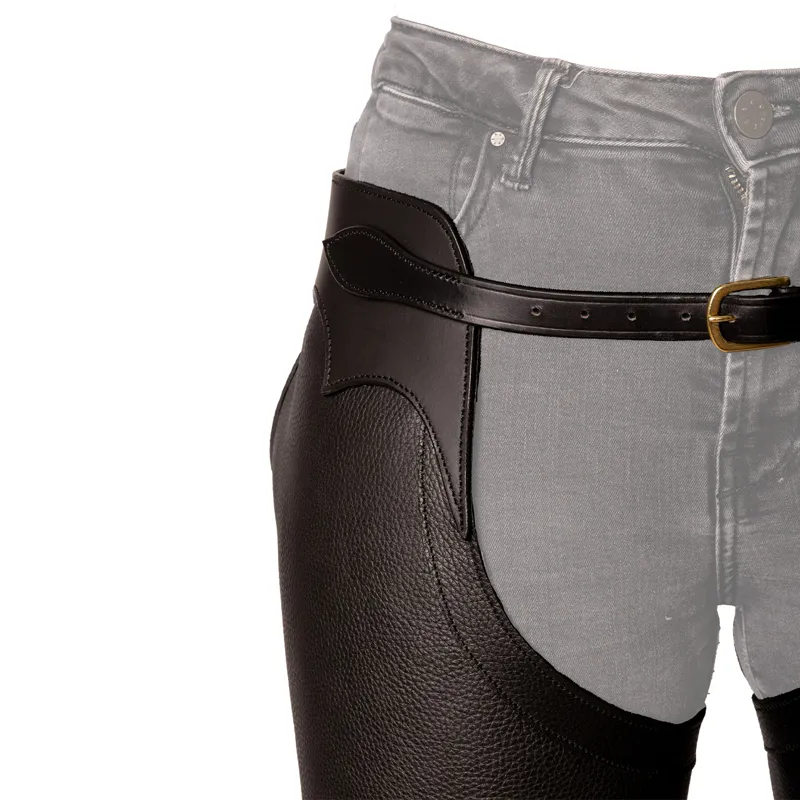 Dy'On Long Leather Chaps - Black-2