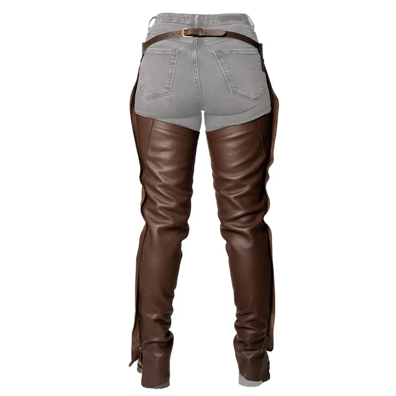 Dy'On Long Leather Chaps - Brown-2