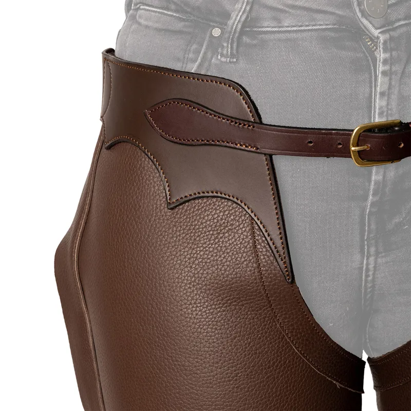 Dy'On Long Leather Chaps - Brown-1