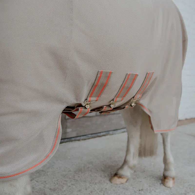 Kentucky Mesh Comfort Detachable Neck Fly Rug - Beige/Orange-2