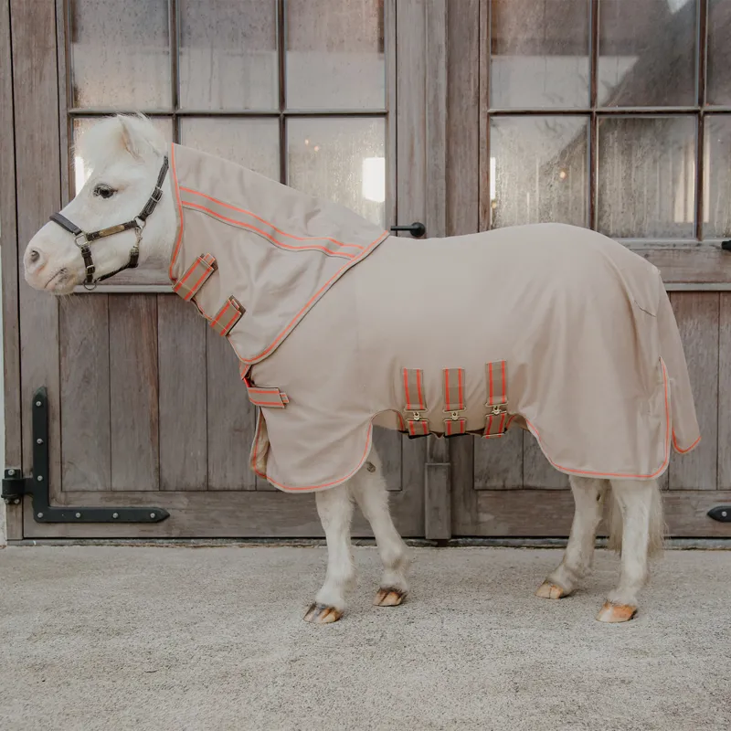 Kentucky Mesh Comfort Detachable Neck Fly Rug - Beige/Orange-1