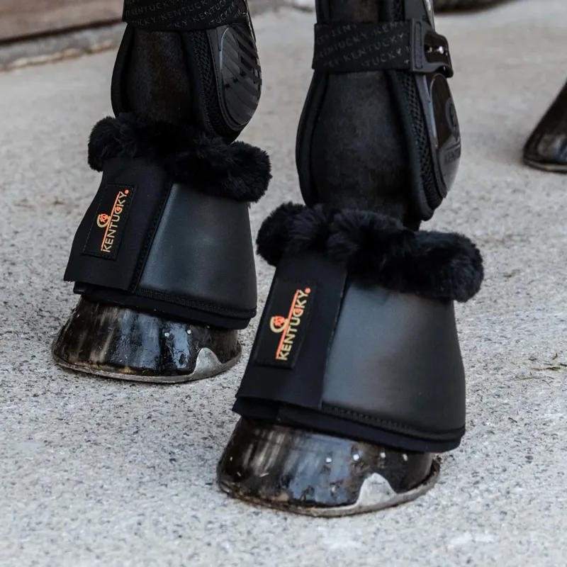 Kentucky Sheepskin Leather Overreach Boots - Black/Black-1