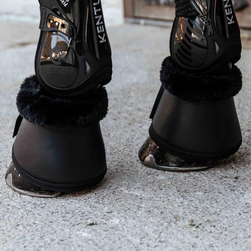 Kentucky Sheepskin Leather Overreach Boots - Black/Black-2