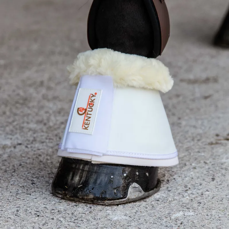 Kentucky Sheepskin Leather Overreach Boots - White/Natural-2